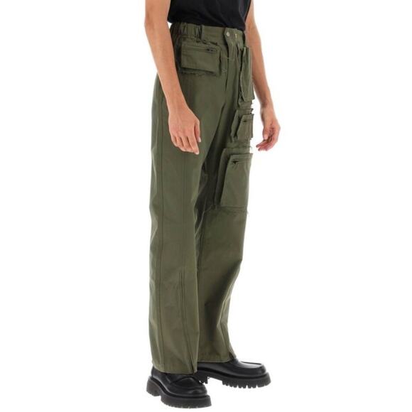 Andersson Bell Mens Multi Pocket Raw Edge Trouser Pants Army Green Cargo Size 46 - Picture 3 of 15